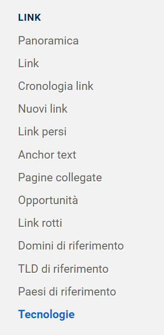 Sezione "Tecnologie" di SISTRIX