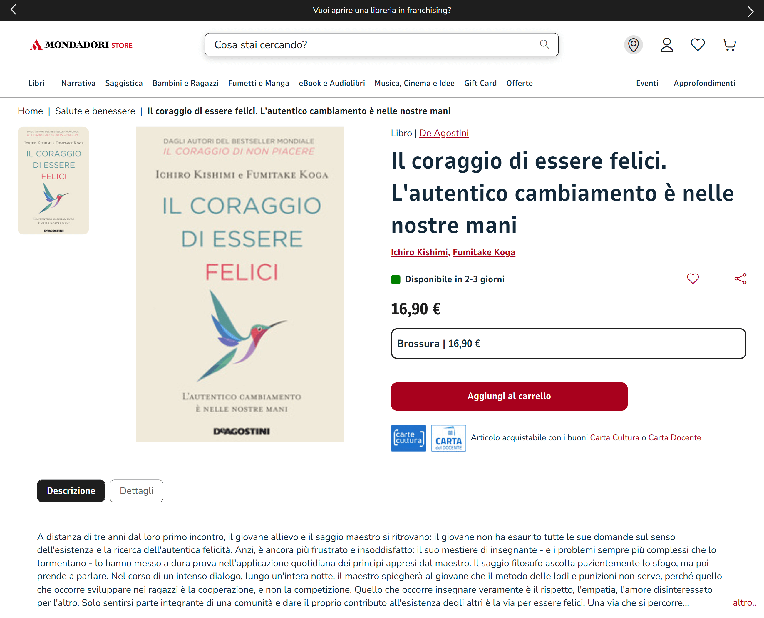 Esempio di URL di mondadoristore.it