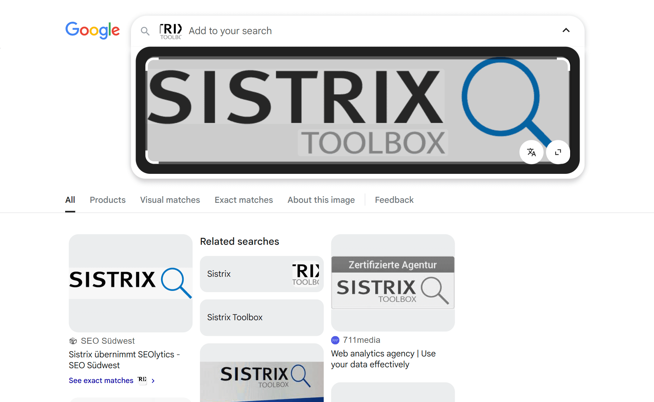 Esempio di ricerca con Google Lens su desktop