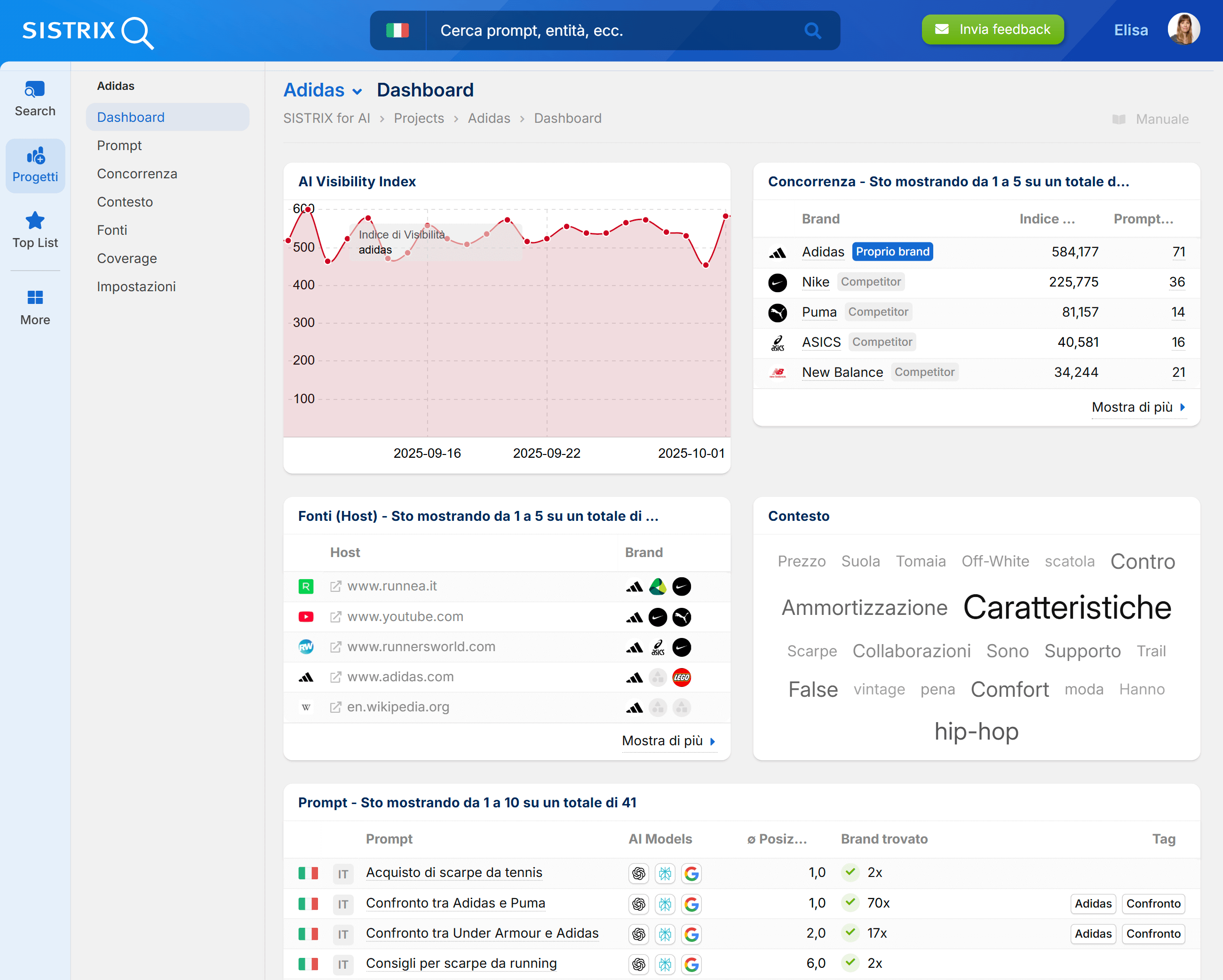 Esempio di un progetto sul tool AI di SISTRIX