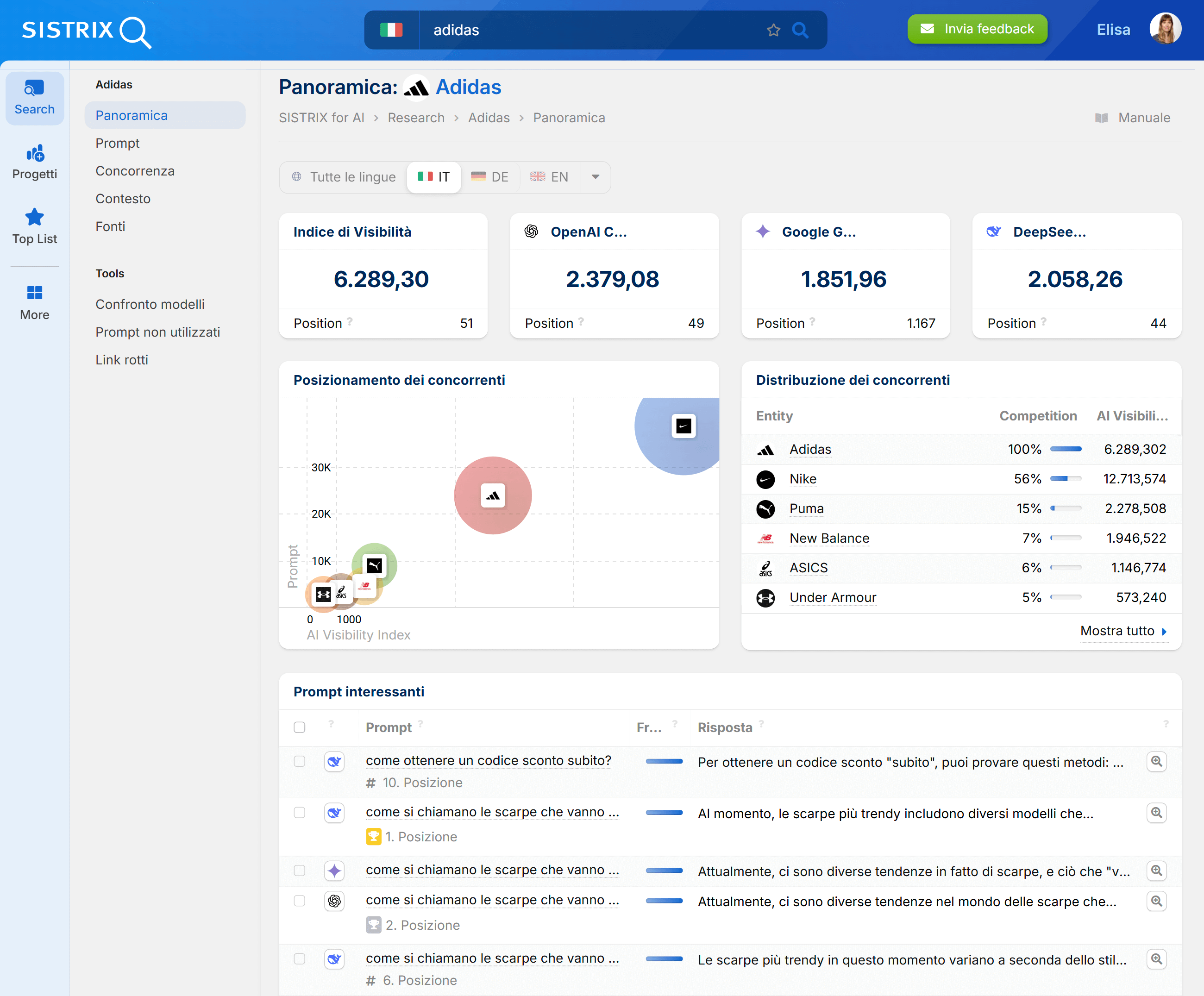 Esempio di panoramica di un'entità su SISTRIX