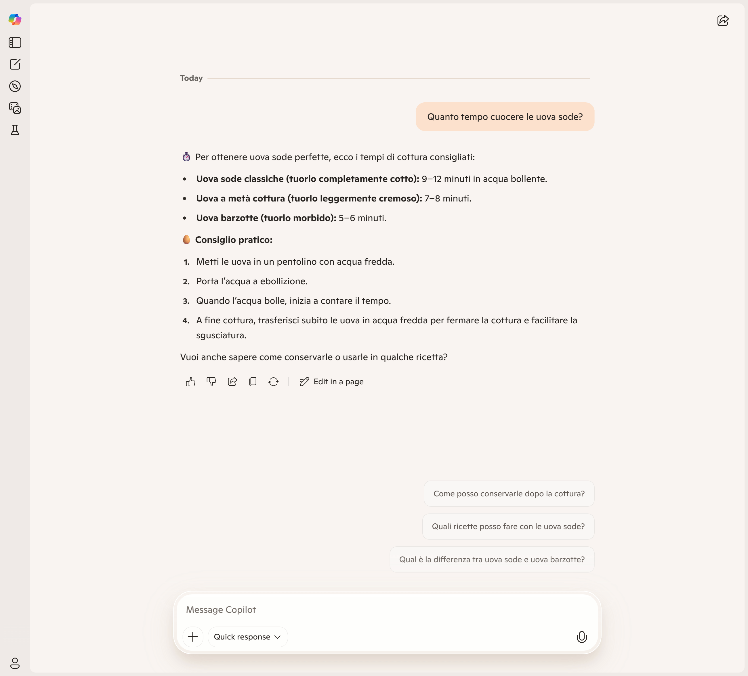 Esempio di risposta di Microsoft Copilot