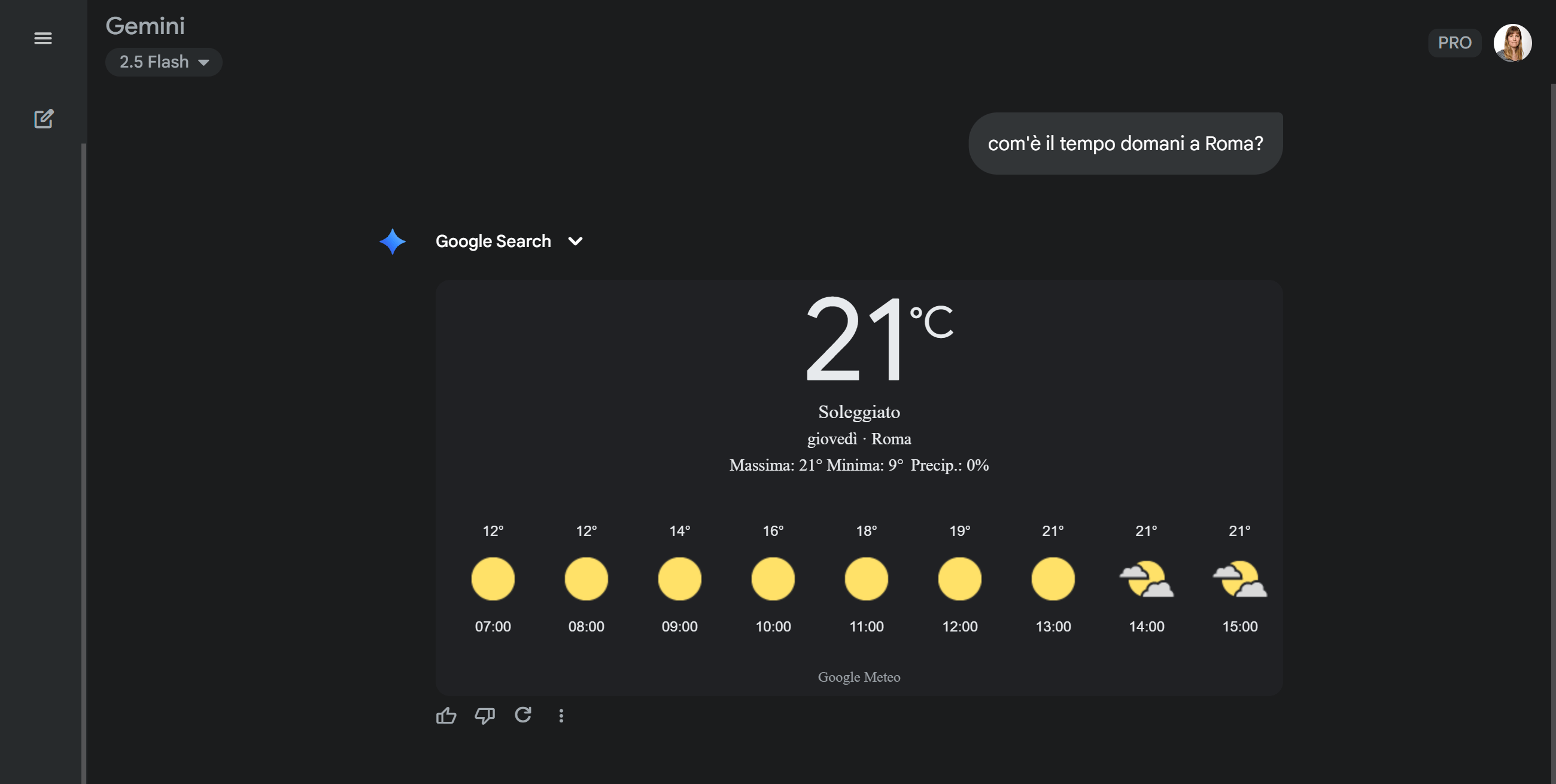 Esempio di risposta su Gemini