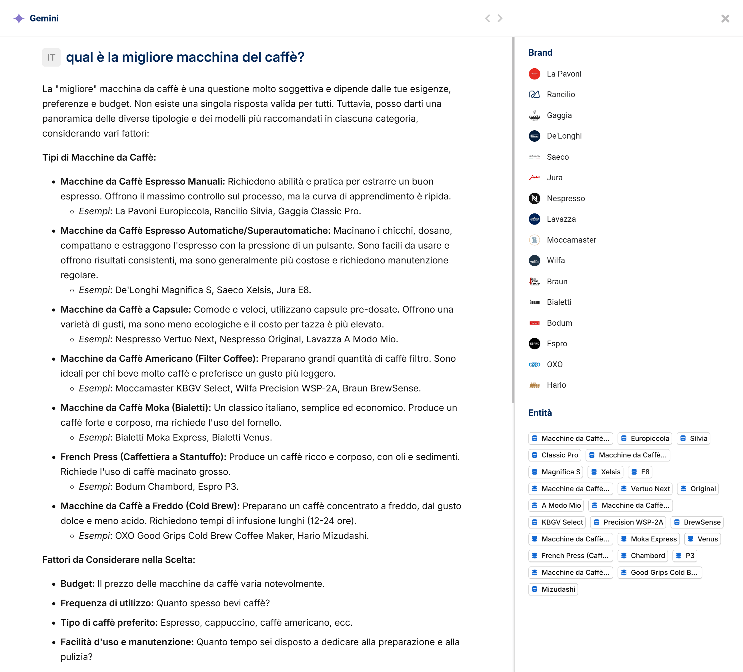 Esempio di analisi del prompt su SISTRIX