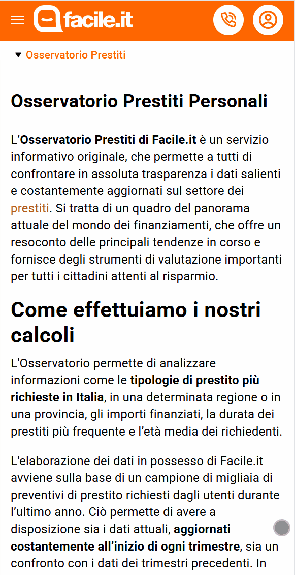 Osservatorio prestiti di facile.it