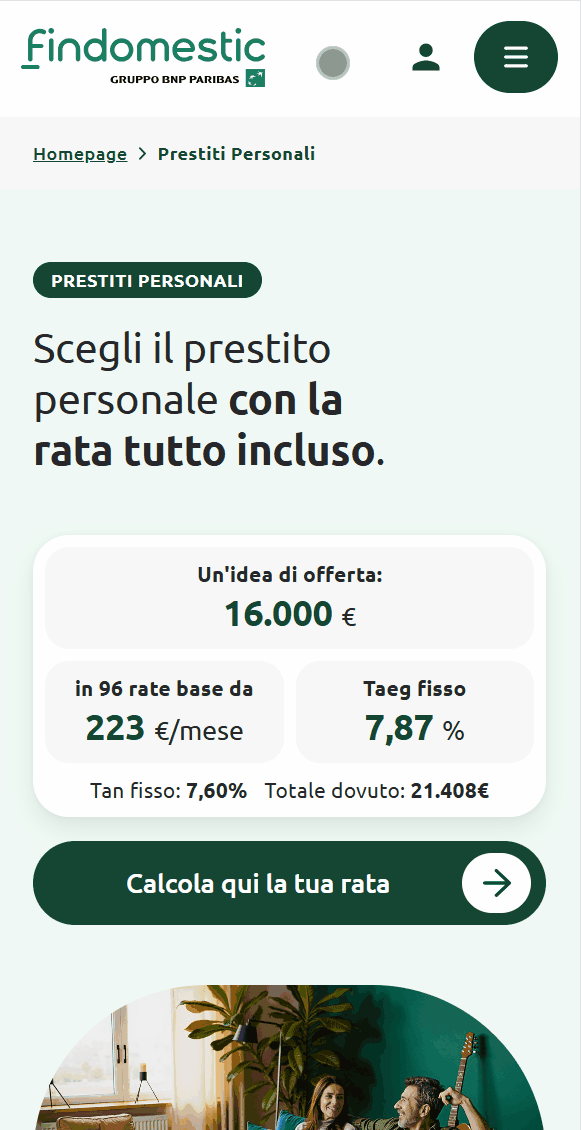 Landing page di Santander e Findomestic