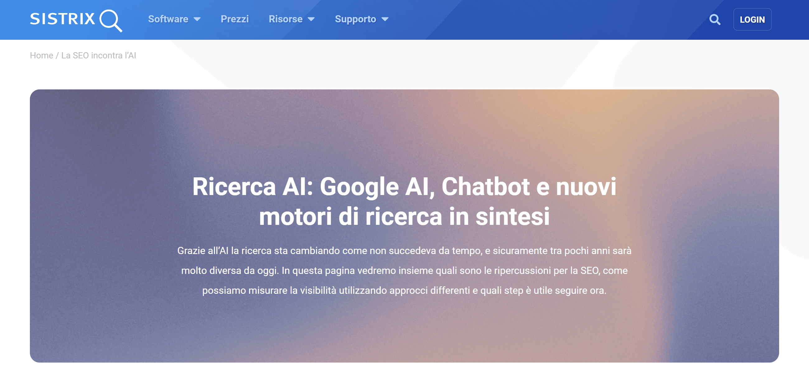 Nuova sezione AI Insight di SISTRIX