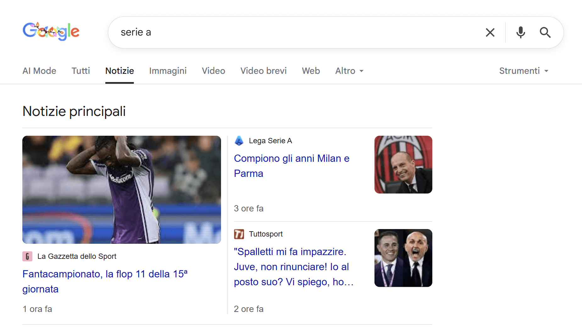 Scheda notizie di Google