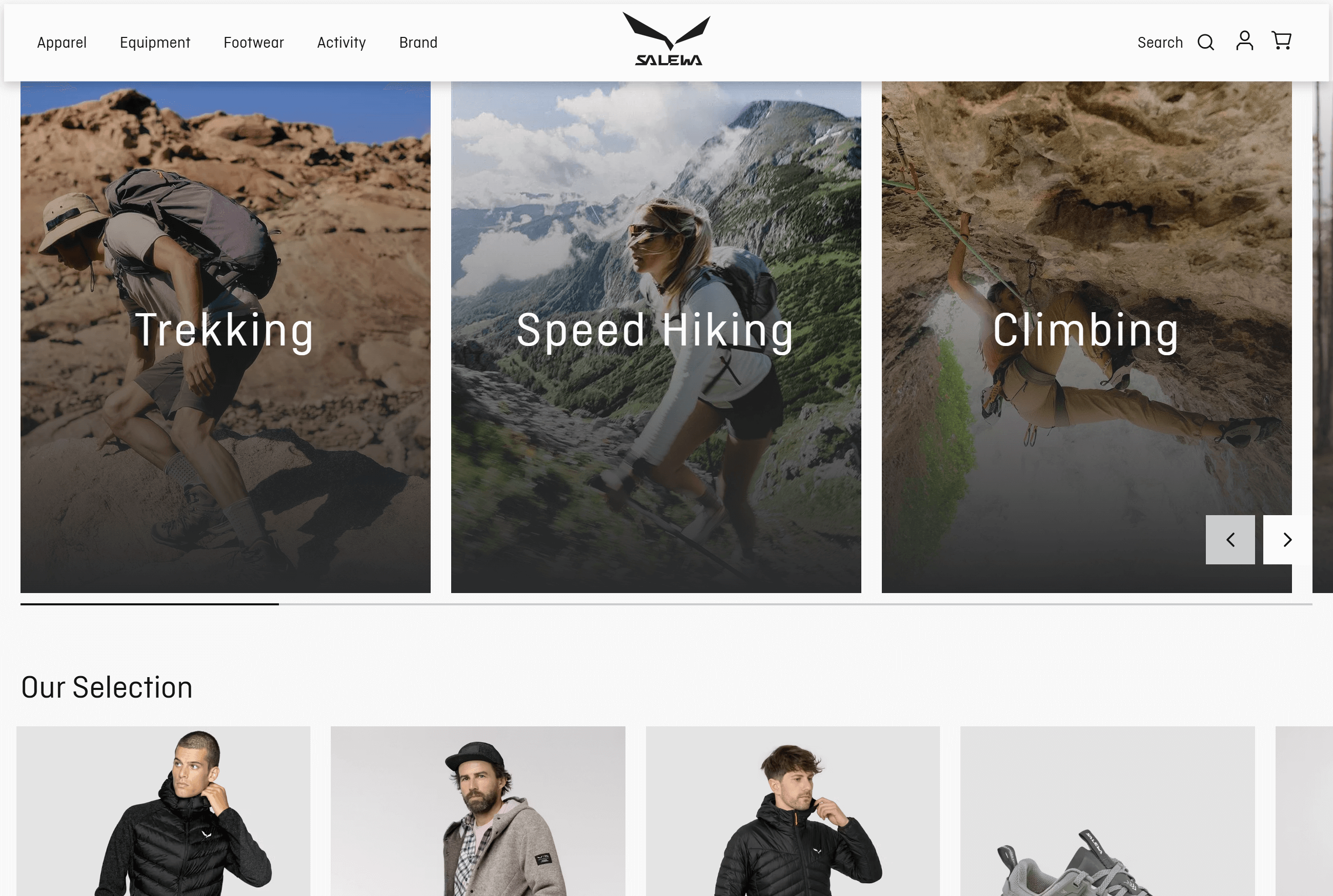 Homepage di salewa.com